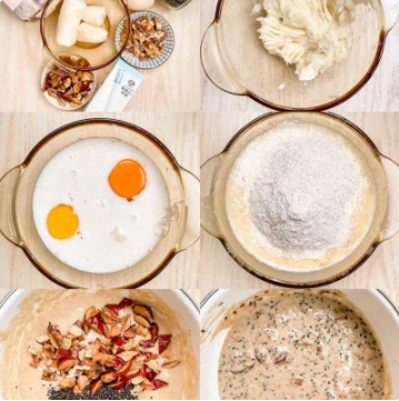 只需三步就能做的蛋糕，香蕉核桃全麥蛋糕，適合減肥人群